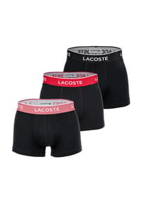 LACOSTE - Herren Boxershorts, 3er Pack - Trunks, Casual, Cotton Stretch, Logobund - B68 BLACK/MARINA-