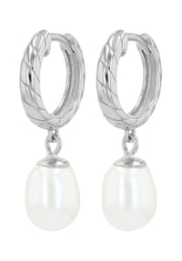 Adelia's - Damen 925 Silber Ohrringe Creolen Perle silberfarben mit schimmernder Süßwasserperle - silber