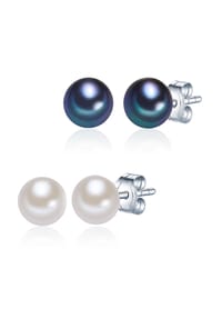 VALERO PEARLS - Damen Set (Ohrringe 2er) aus 925/- Sterling Silber in Silber mit Süßwasser-Zuchtperle - multicolor