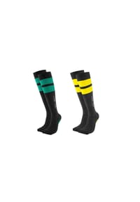 MUNADUNA - 2er-Pack Kompressions-Kniestrümpfe Anti-Rutsch Fitness-Socken,Frottee-Polsterung,Anti-Rutsch - Schwarz-Blau, Neon-Gelb