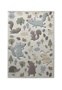 sigikid® - Kinderteppich Forest - Spielteppich Waldtiere - weiß/blau