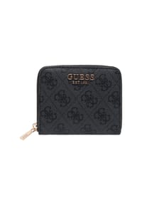 GUESS LAUREL II - Laurel II SLG Small Zip Around - Geldbörse 3cc 11 cm (dark taupe logo) - coal logo