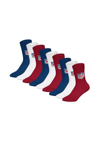 NFL - Unisex Socken, 9er Pack - NFL Shield 9Pack Crew Socks, Logo, Baumwollmischung - Dunkelblau/Weiß/Rot