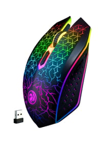 S&T DESIGN - RGB Gaming Maus kabellos Bluetooth Funk - schwarz
