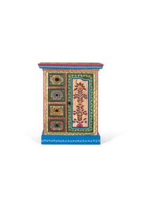 GINER & COLOMER - Beistelltisch aus Mangoholz, 58 cm, Vintage-Stil, dekorativ - 72 x 58 x 35 cm - mehrfarbig