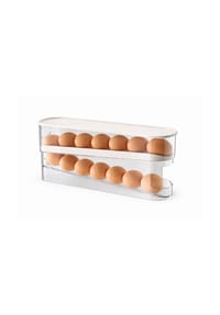 COFI - Eierbehälter für Kühlschrank 33 × 8,5 × 14 cm für 12 bis 14 - Transparent