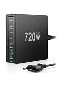 MANIKE - 720W USB-C Schnellladestation – 8-Port Desktop Ladegerät (5x USB-C, 3x USB-A) mit Dual PD & PPS - schwarz