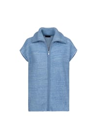 GOLDNER - Weste mit Reißverschluss, Umlegekragen - blau / melange
