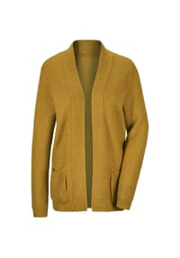 GOLDNER - Kurzgröße:  Offener Cardigan mit Taschen, Glanz - honig