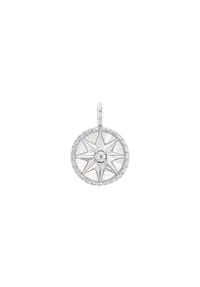 amor Kompass - Motivanhänger für Damen, 925 Sterling Silber, Zirkonia synth. | Kompass - Silber