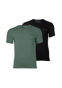 EMPORIO ARMANI - Herren T-Shirts, 2er Pack - CORE LOGOBAND, Rundhals, Regular Fit, Stretch Cotton - Grün/Schwarz