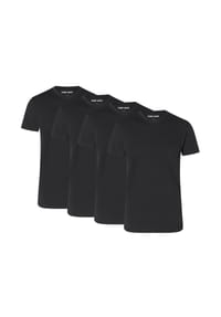 CAMP DAVID - Herren T-Shirts, 4er Pack - Crew Neck T-Shirt 4P, Cotton Stretch - Schwarz
