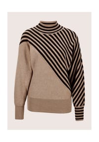 MADELEINE - Feinstrickpullover mit Streifenmuster - caramel / schwarz