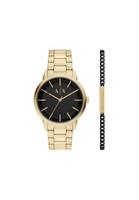 ARMANI EXCHANGE - Armani Exchange Herren-Armbanduhr mit drei Zeigern, goldfarben, Edelstahl, AX7178SET - Gold