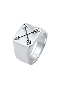 KUZZOÍ - Ring Herren Siegelring Matt Basic Pfeil 925 Silber - Gold