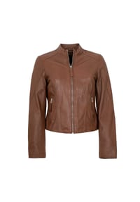 JILANI - Damen Lederjacke Lammnappa mittelbraun - mittelbraun