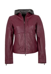 JILANI - Damen Lederjacke Lammnappa Kapuze portwein - portwein