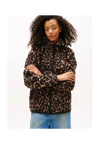 TOMMY Jeans - Fleecejacke, Stehkragen, für Damen - 0 0HD LEOPARD AOP