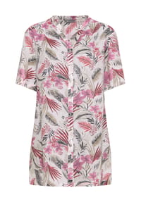 GALERIA - Shirtbluse, Split-Neck, Damen - BLACK LEAF AOP