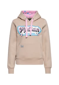 QUEEN KEROSIN - Hoodie mit bedrucktem Kapuzenfutter Man Eater - beige