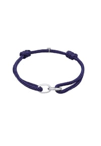 KUZZOÍ - Armband Oval Glieder Nylon 925 Sterling Silber - Schwarz