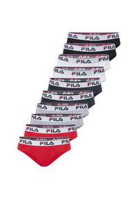 FILA - Slips Logo 10er-Pack mit normaler Taille und Logobund - Black-White-Grey