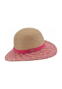 SEEBERGER - Raffia Papierborten Mix Flappe 55755-0 - natur/fuchsia