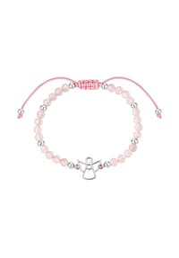 Rafaela Donata - Armband Textil (rosa) Rosenquarz - silber