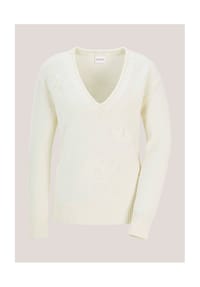 MADELEINE - Eleganter Strickpullover mit floralem Design - wollweiß