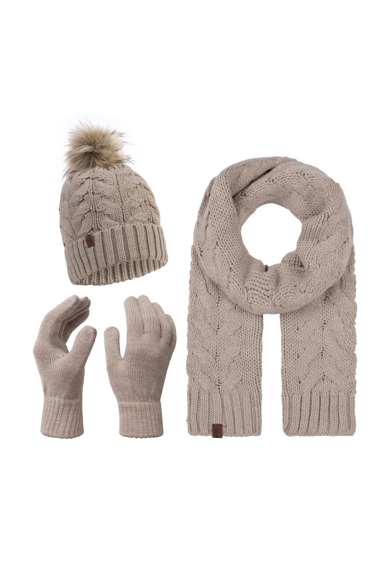 Damen Winter Set Mtze Schal Handschuhe - Warme Beanie Loop Schal &  Touchscreen Handschuhe Geschenk