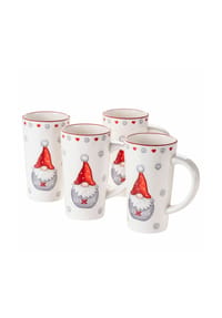 MÄSER Kaffeebecher-Set, Steingut Aurela - Aurela - rot/weiß/grau