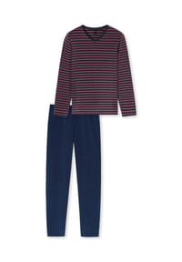 SCHIESSER - Schlafanzug Long Life Soft, V-Ausschnitt, für Herren - 861 DEEP SEA BLUE