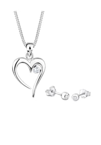 elli. - Schmuckset Herz Solitär Zirkonia In Love 925 Sterling Silber - Weiß