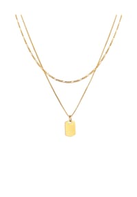 KUZZOÍ - Halskette Herren Layer Figaro Venezianer Platte 925 Silber - Gold