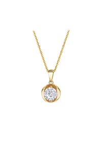 zeeme BASIC - Halskette 925/- Sterling Silber 1 Zirkonia - gelb