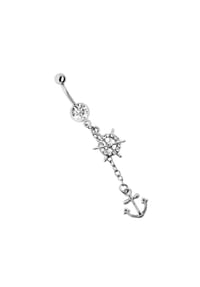 Adelia's - Bauchnabel Piercing Banane, Anhänger Anker mit Steuerrad - grün