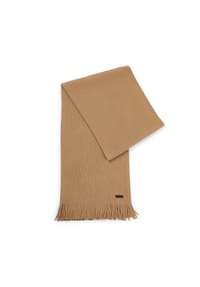 BOSS - Herren Schal, Schurwolle - Albas, Strickschal, Fransen, 170x25cm, One Size - Beige