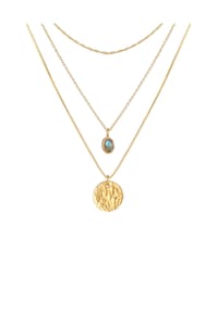 elli. PREMIUM - Halskette Layer Labradorit Plättchen Anhänger 925 Silber - Gold