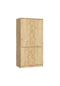 Akord - Kleiderschrank S90 mit 4 Türen und 4 Einlegeböden - artisan-eiche