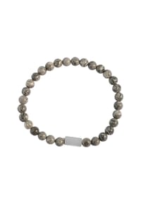 Adelia's - Herren Edelstahl Armband Kugelarmband silberfarben mit Perle und Jaspis - silber