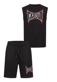 TAPOUT® - Herren ärmelloses T-Shirt & Shorts Set normale Passform DORRISA - Black/White/Red
