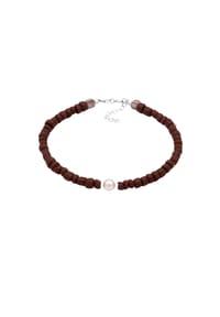 elli. - Fußschmuck Glas Perlen Braun Synthetische Perle Weiß 925 Sterling Silber - Silber