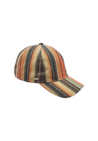 SEEBERGER - Baumwollmischstoff Baseballcap bunt gestreift 55825-0 - indigo/rose