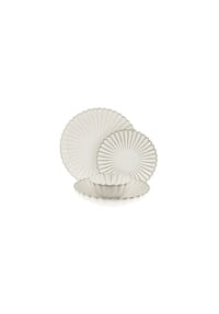 ALMINA® - Bloomy Geschirr-Set - 24-teilig aus hochwertigem Porzellan - Cremeweiß 24-tlg.