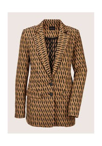 MADELEINE - Langer Jersey-Blazer - caramel / schwarz / grau