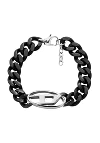 DIESEL® OVAL D LOGO - Herren Armband, Edelstahl - SCHWARZ