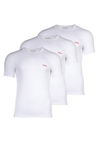 HUGO - Unterhemd 3er Pack, Rundhals, Logo, Baumwolle, uni, für Herren - 1 BLACK
