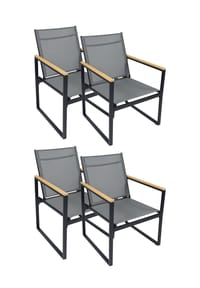 VCM. 4-tlg. Set Gartenstuhl | Loungestuhl bietet hohen Sitzkomfort| Maße ca. H. 83 x B. 54 x T. 65 cm | Gartenstühle | Gartenmöbel - VCM Volasi - Anthrazit