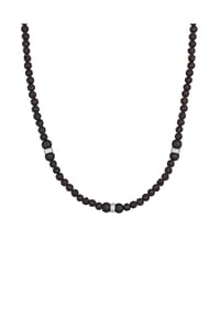 KUZZOÍ - Halskette Lava Beads Vintage Surfer 925 Silber - Schwarz