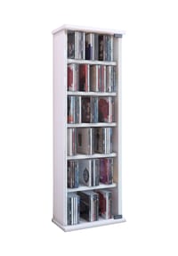 VCM. - CD Regal Holz | platzsparender CD Schrank mit ESG-Sicherheitsglastüren für 150 CDs oder 65 DVDs oder 36-Videos | Maße: H. 92 x B. 31 x T. 18 cm | elegantes DVD Regal stehend | Blu ray Regal | Vetro - Buche